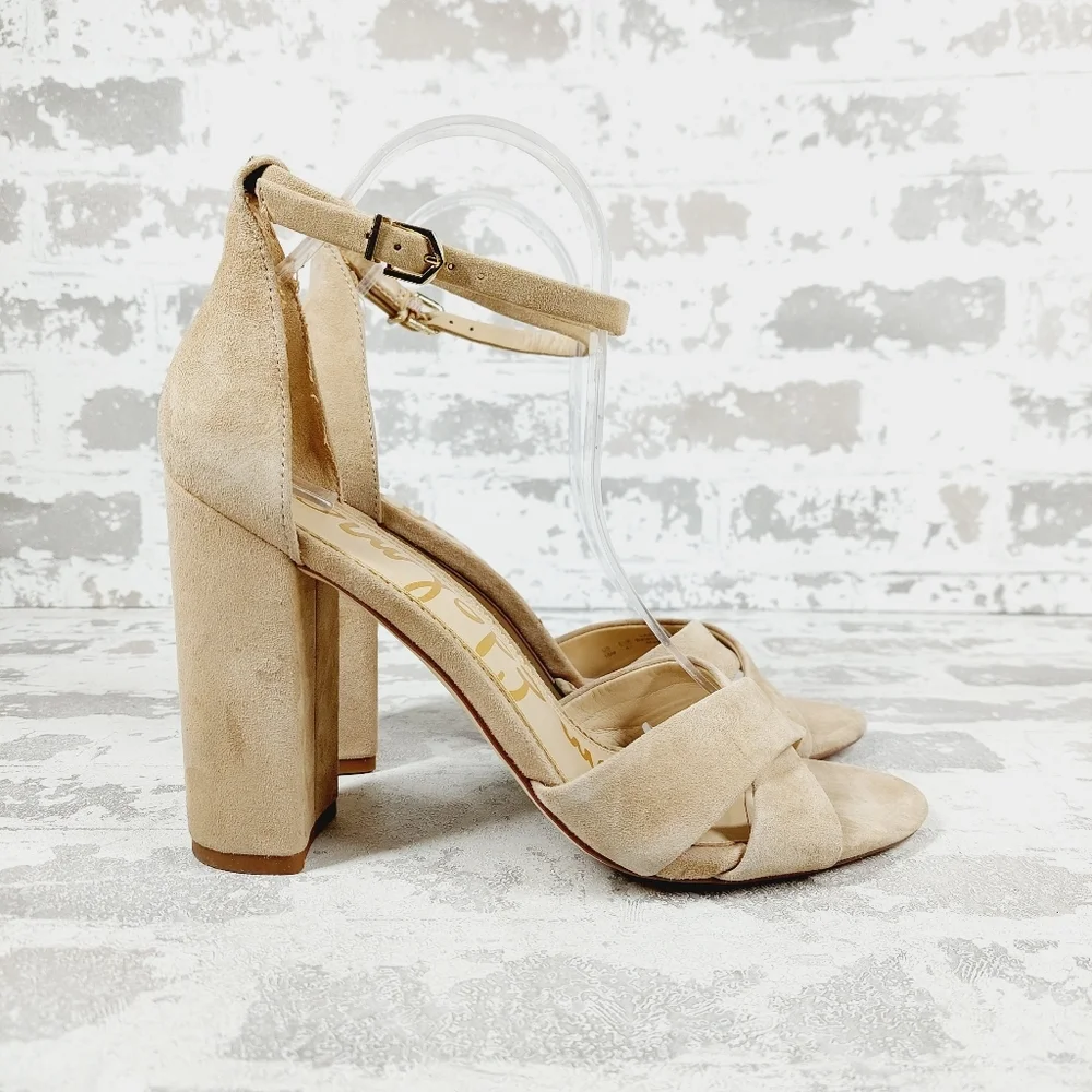 New Sam Edelman Yancy Nude Leather Ankle Strap Sandal  F353 - Picture 5 of 13